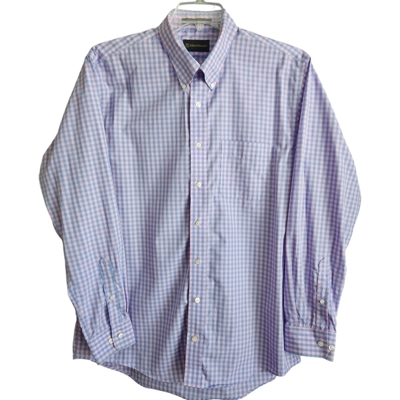 Allen Edmonds Mens Pink Blue Checked Long Sleeve Button Down Shirt Sz XL - Picture 1 of 8